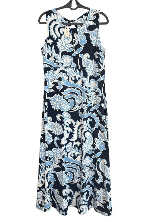 Talbots Dresses & Skirts - Talbots Floral Maxi Dress PL Petite Large NWT Blue White Cotton Keyhole Back